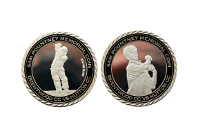 Custom Silver Coin with rope edge and polished plate finish. Silver Memorial Coins. Single Custom Coin