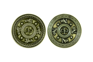 Antique Flip Coin in Bronze. Personalized Flip Coin in Bronze Antique. Yes-No Decisions with a coin